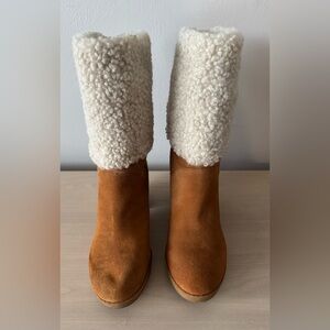 Charles by Charles David - Iveta Copper Suede Faux Fur Shearling Boots / Size 9